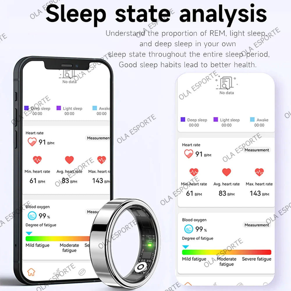 2026 Smart Ring Blood Pressure Heart Rate Sleep Monitoring Smartring IP68 & 5ATM Waterproof Multi-sport Mode Smartring Man Women